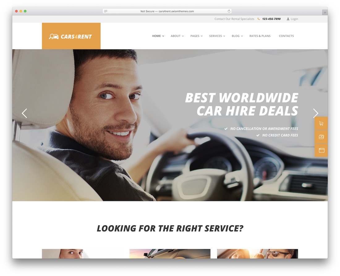 thème wordpress du service de location de voitures de taxi cars4rent