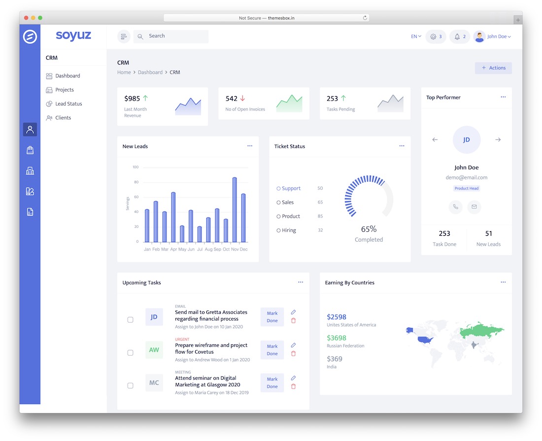 panneau d'administration soyouz laravel