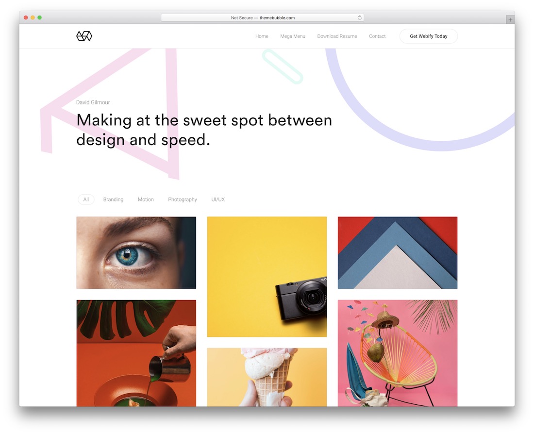 modèle de site Web de CV webify