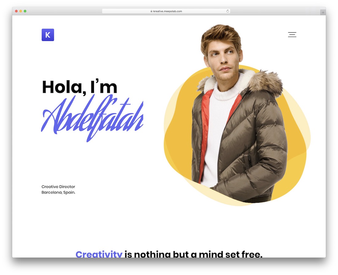 modèle de site Web de cv de curriculum vitae kriativ