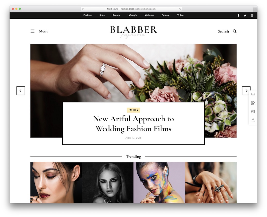 帶有滑塊的 blabber wordpress 主題