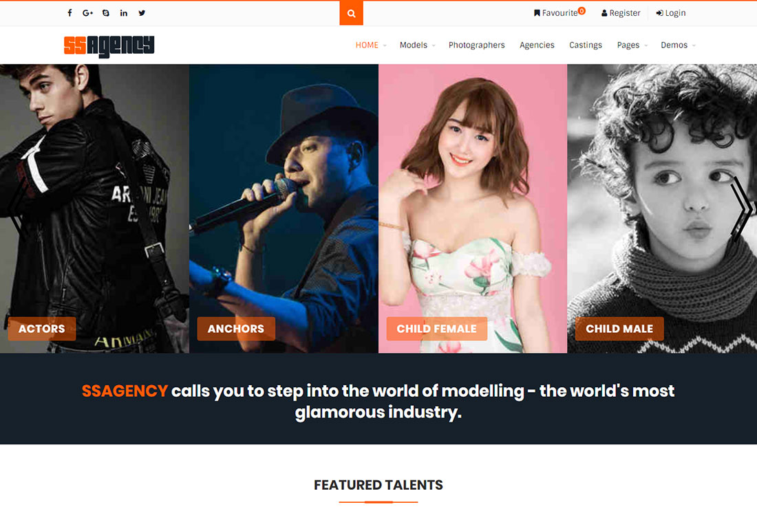 Modèle de site Web d'acteur Ssagency