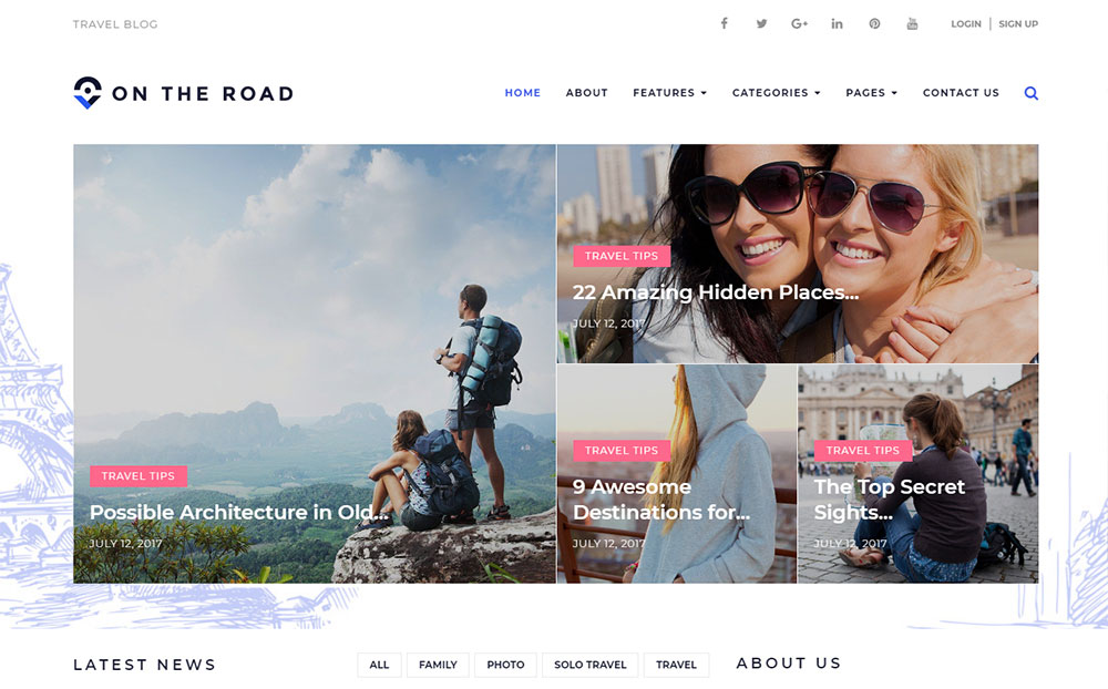 On The Road - บล็อกท่องเที่ยว WordPress Theme