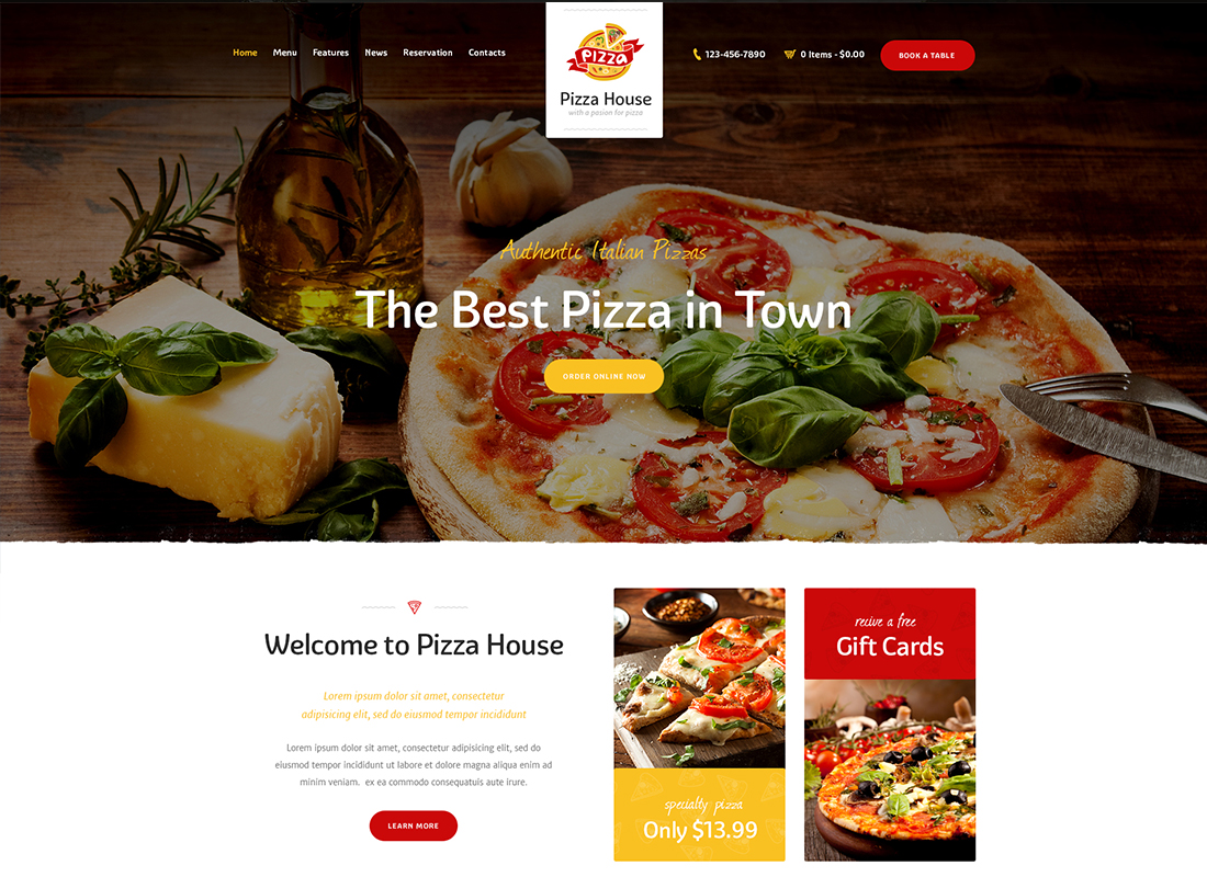 Pizza House - 餐廳/咖啡廳/小酒館 WordPress 主題