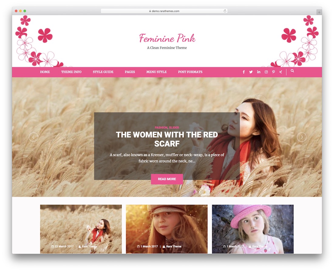thème wordpress gratuit rose féminin