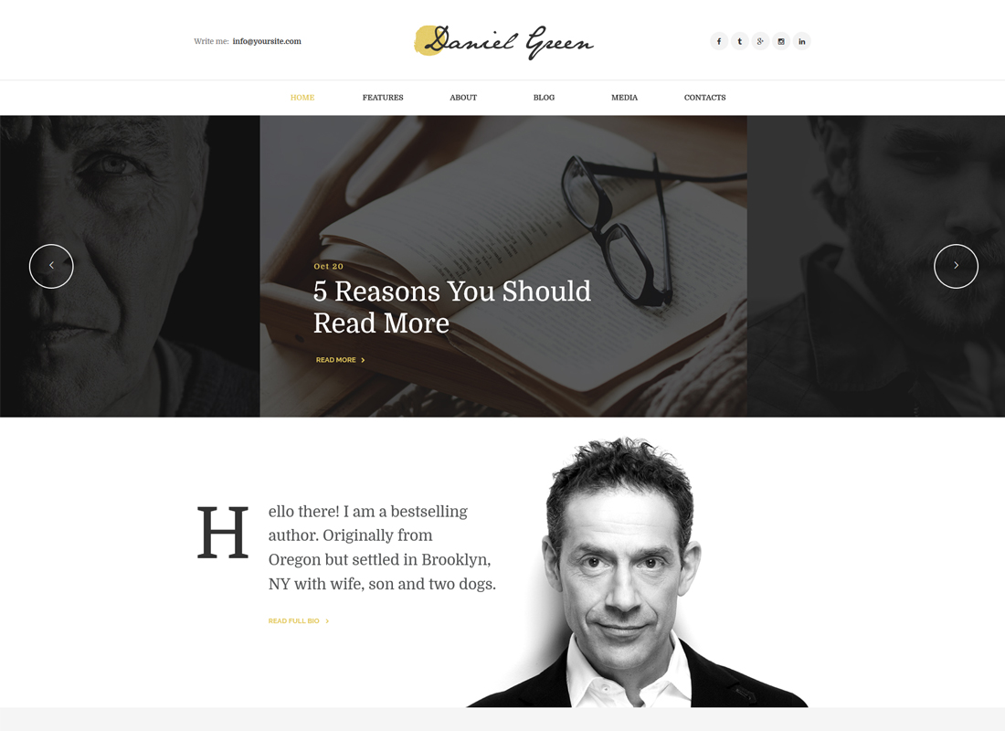 แดเนียล กรีน | บล็อกสำหรับนักเขียนและนักข่าวด้วยร้านหนังสือ WordPress Theme