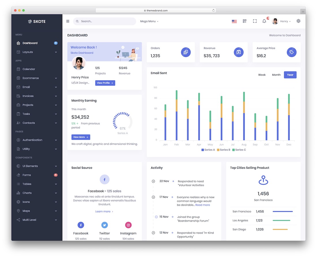 skote bootstrap yönetici şablonu