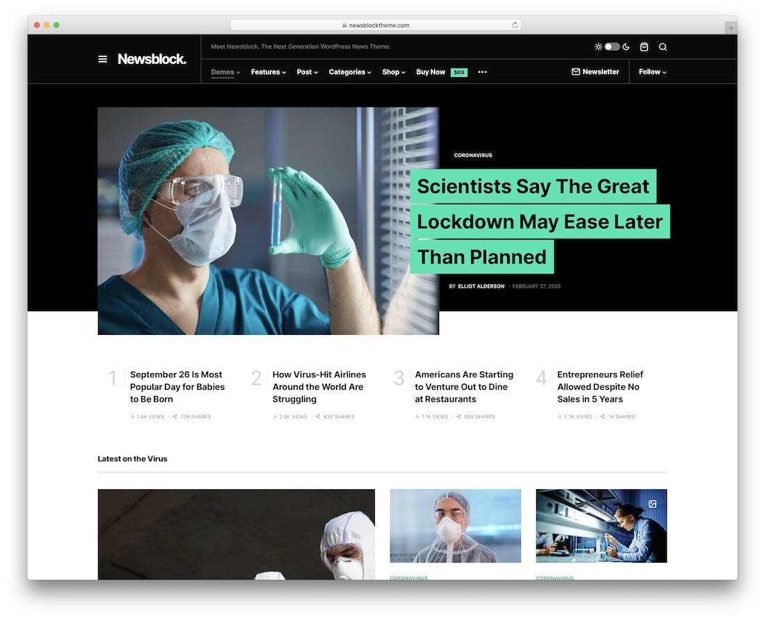 thème du blog d'entreprise bloc de nouvelles
