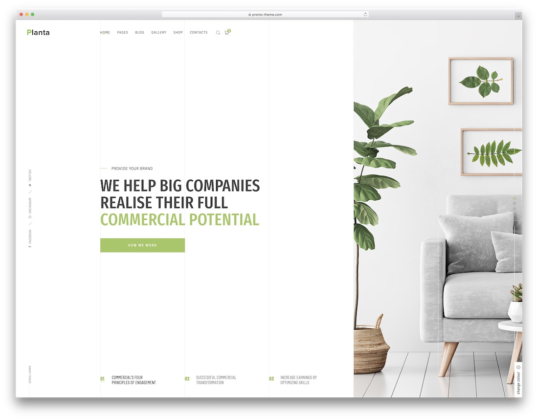thème du blog d'entreprise planta business