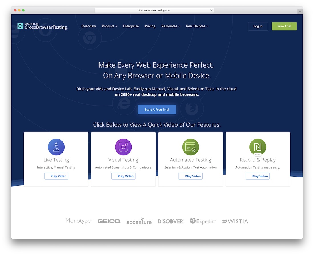 ferramenta de web design crossbrowsertesting