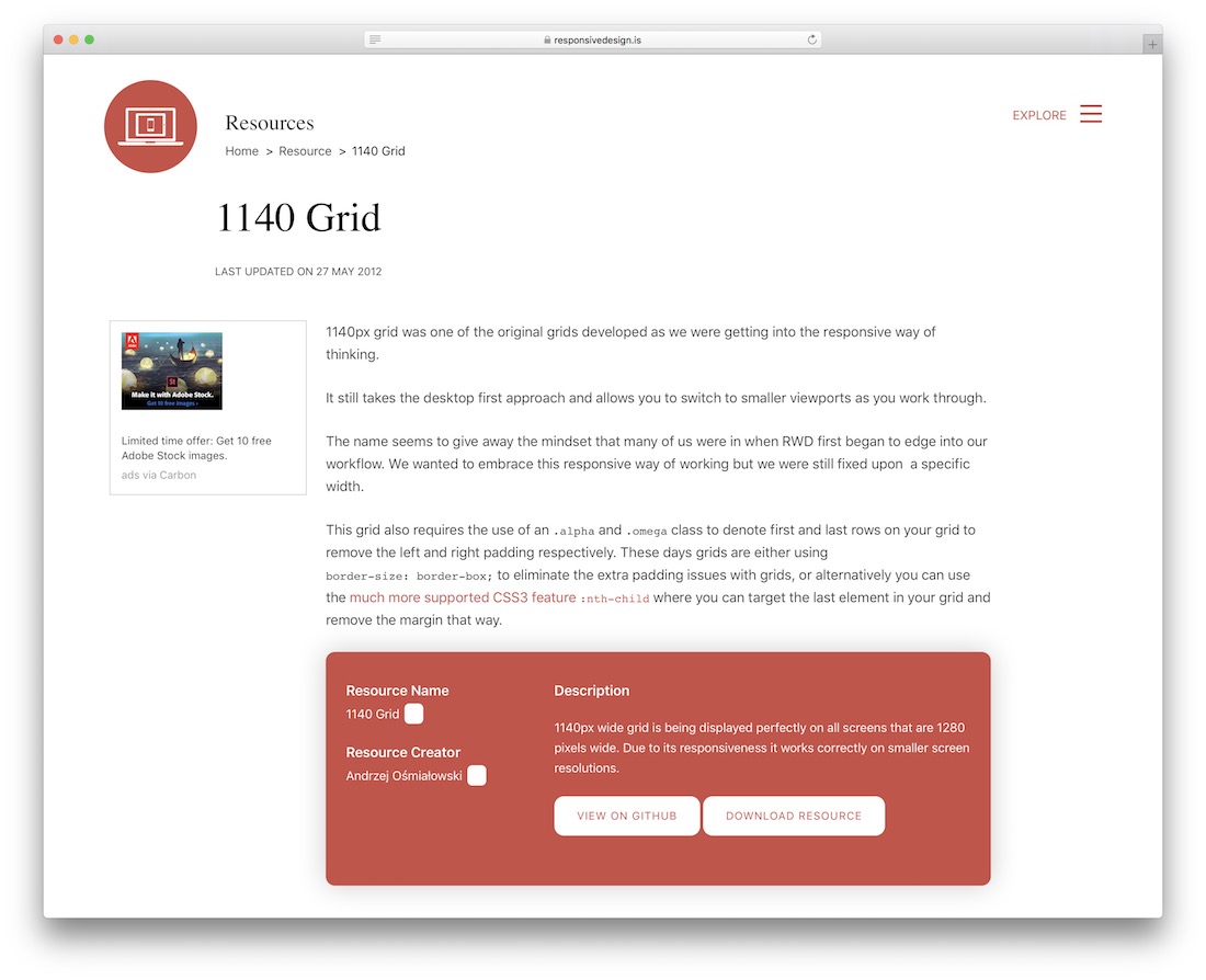 Ferramenta de web design 1140 grid