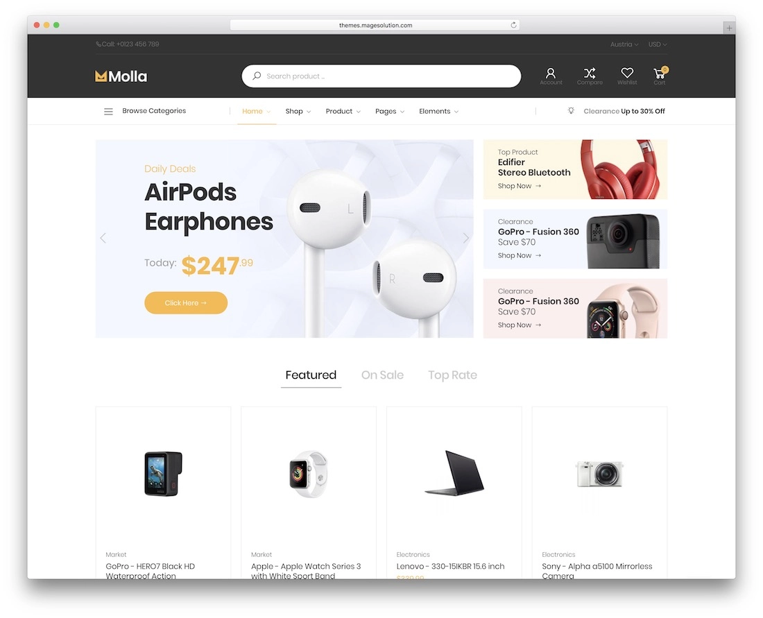 molla magento teknolojisi teması