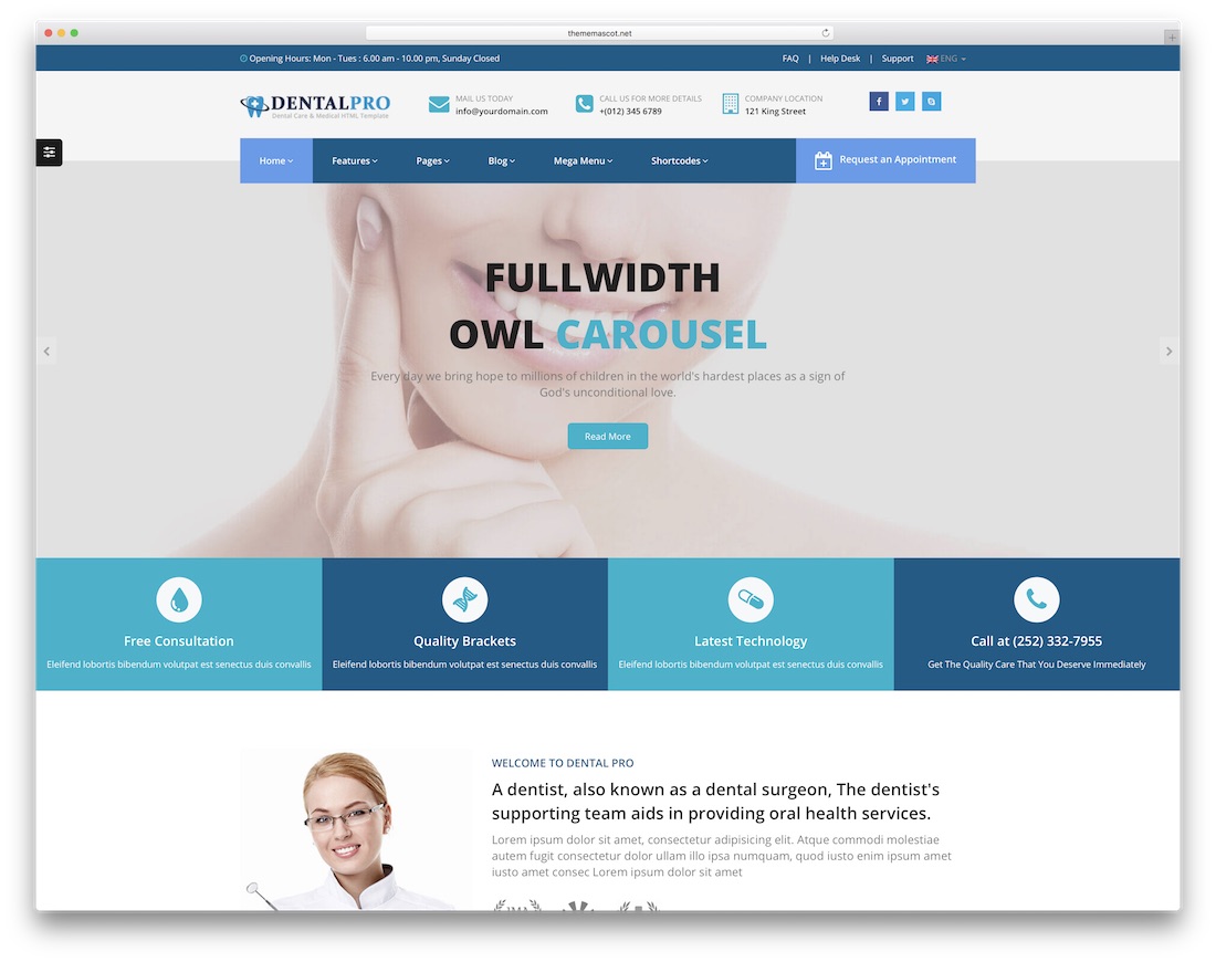 modèle de site Web de médecin pro dentaire
