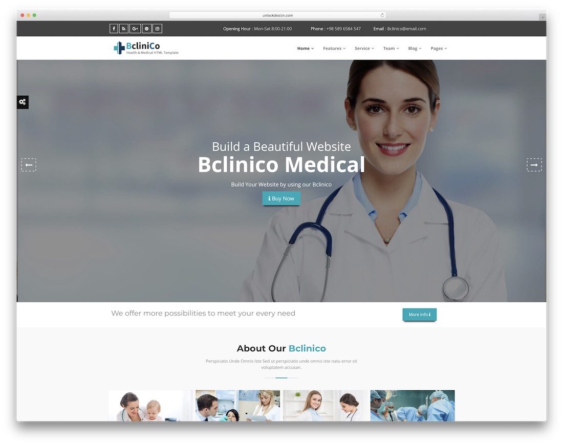 modèle de site Web de médecin bclinico