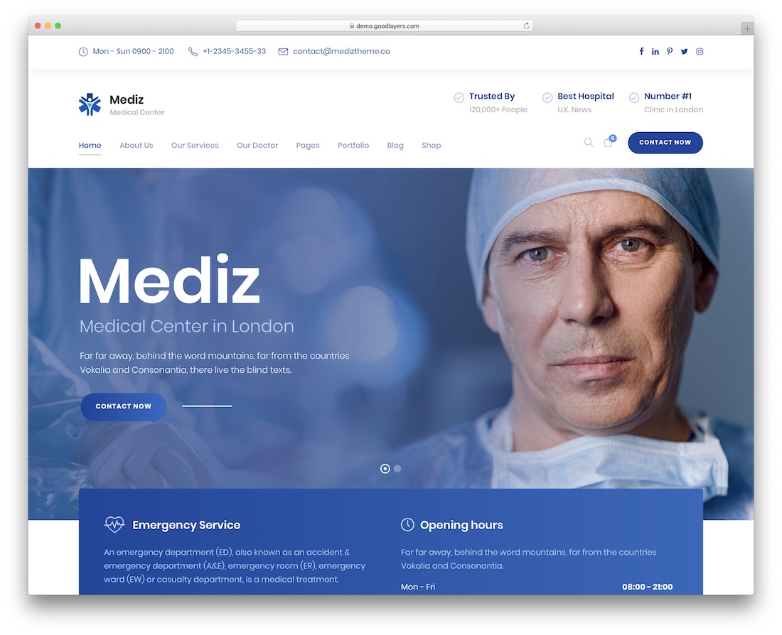modèle de site Web de médecin mediz