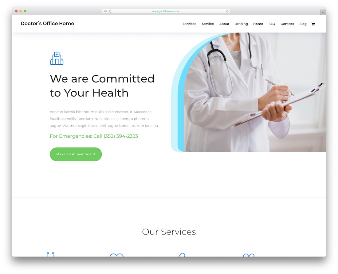 modèle de site Web de docteur divi