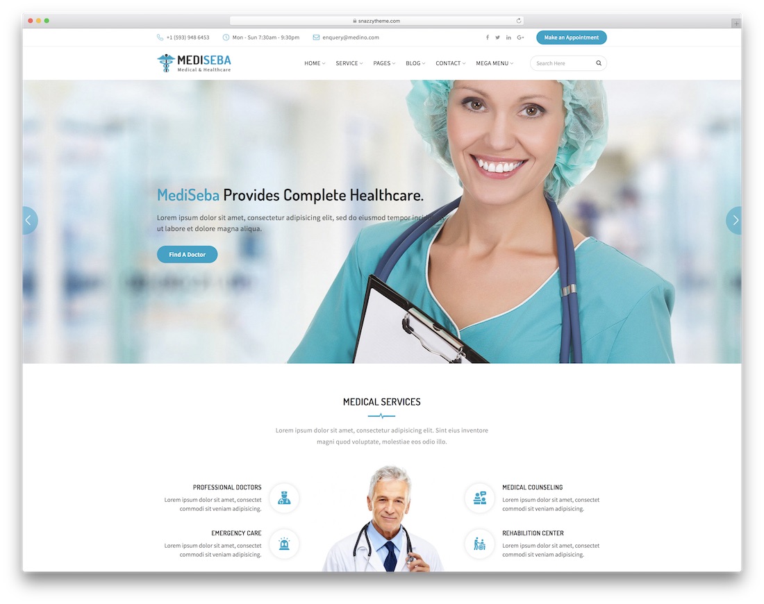 modèle de site Web de médecin mediseba