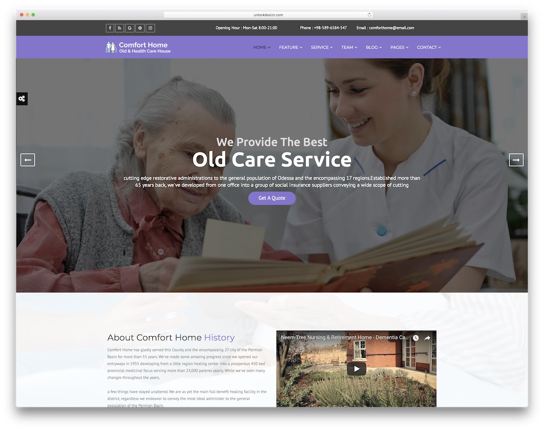 modèle de site Web de médecin à domicile de confort