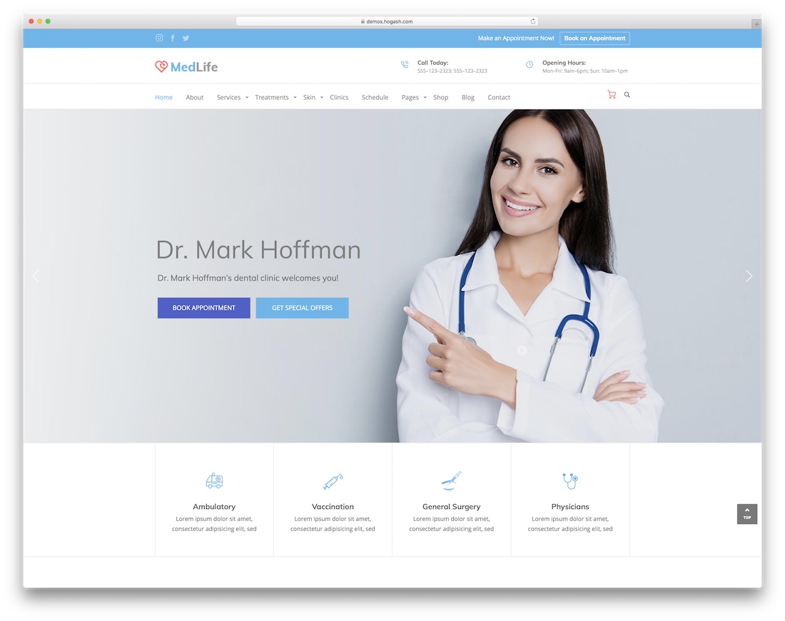 modèle de site Web de médecin medilife