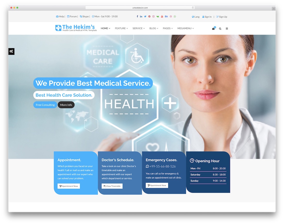 modèle de site Web de médecin de santé hekims