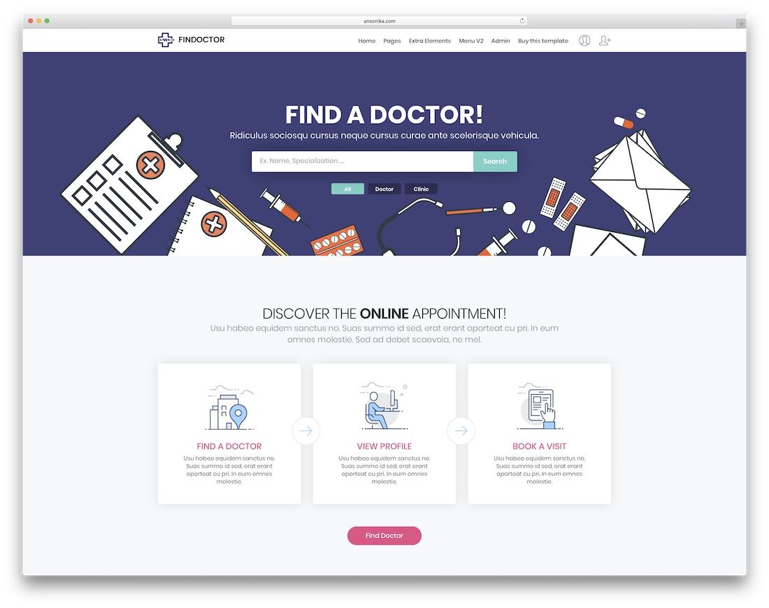 modèle de site Web de médecin findoctor