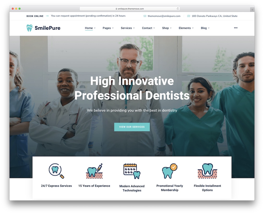 modèle de site Web de médecin smilepure