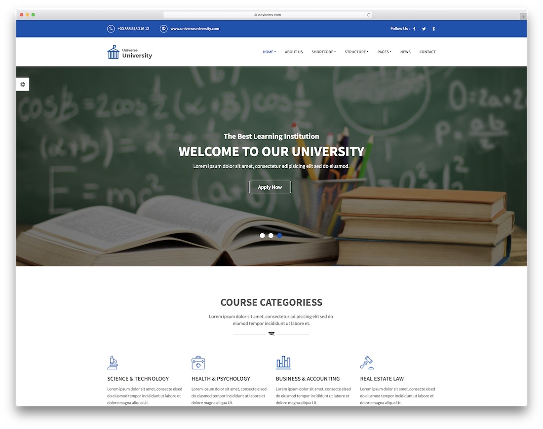modelo de site da comunidade universo