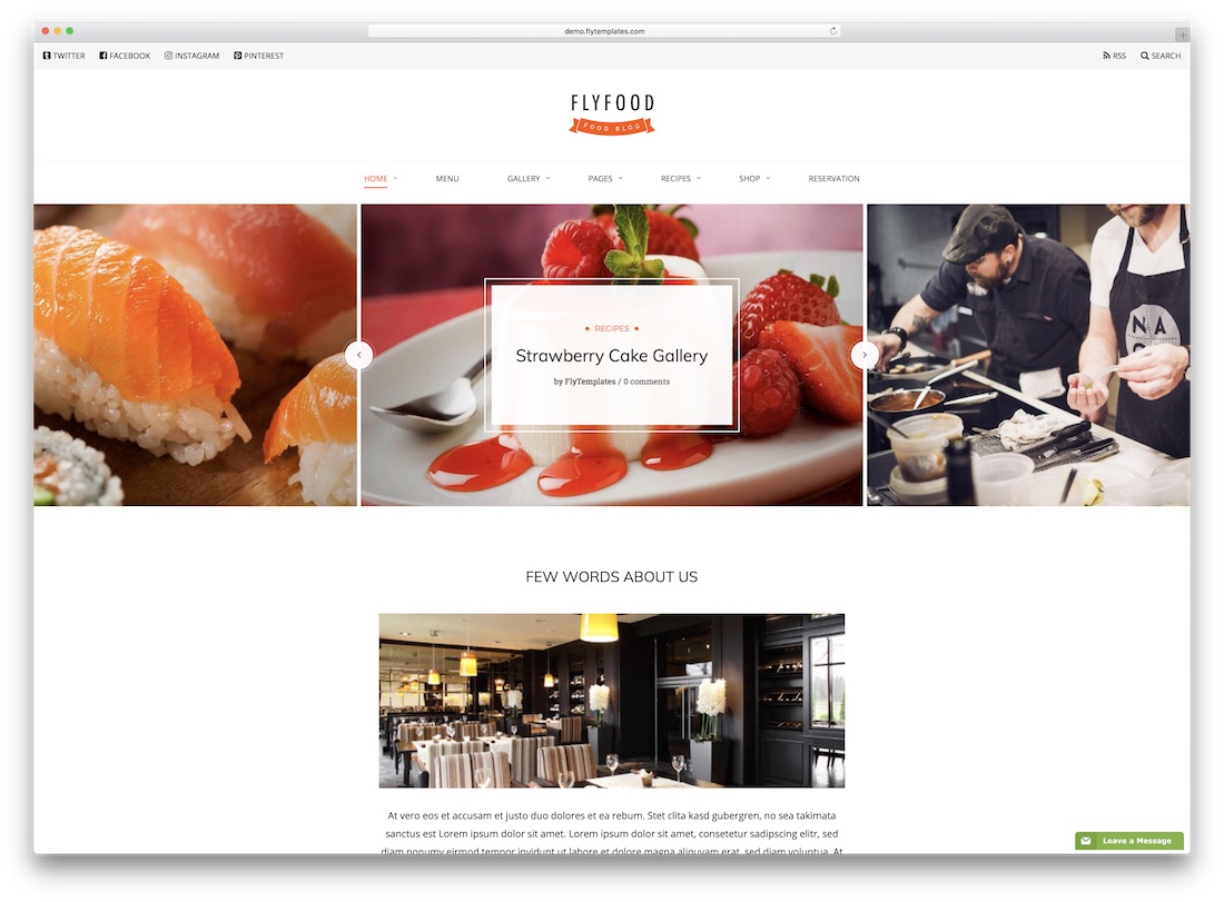 temă pentru wordpress catering pentru mâncare cu mâncare