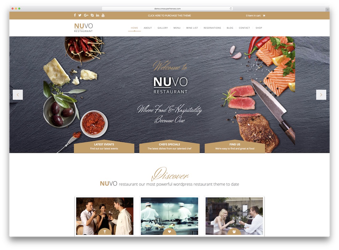 nuvo cafe catering wordpress theme