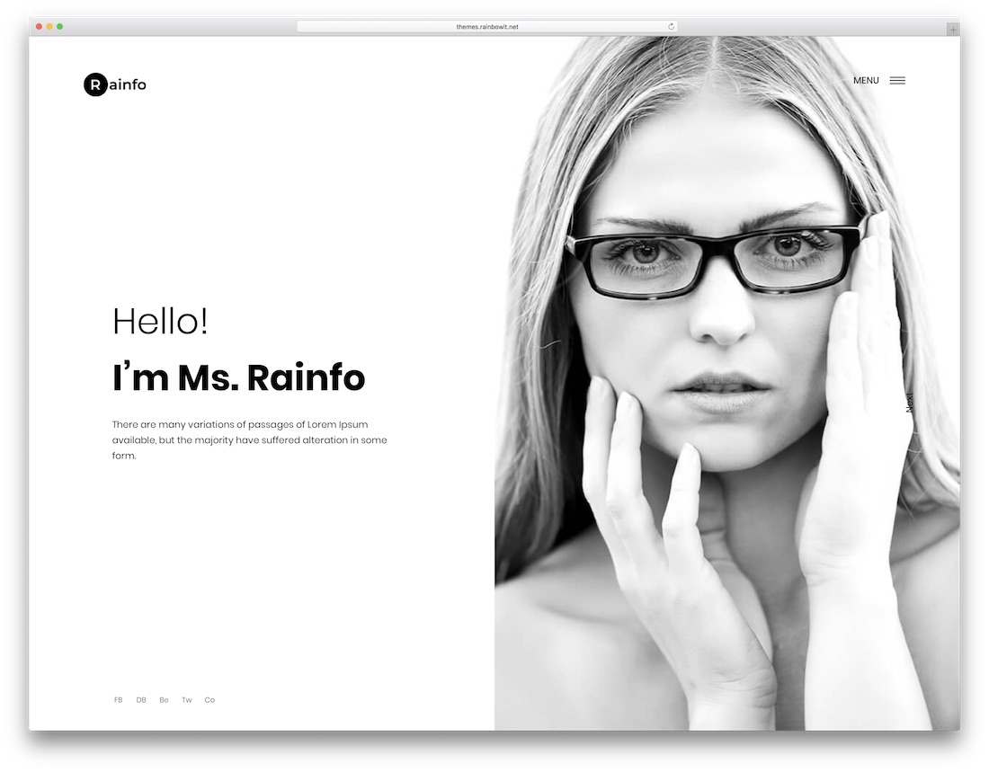 modelo de site mínimo rainfo