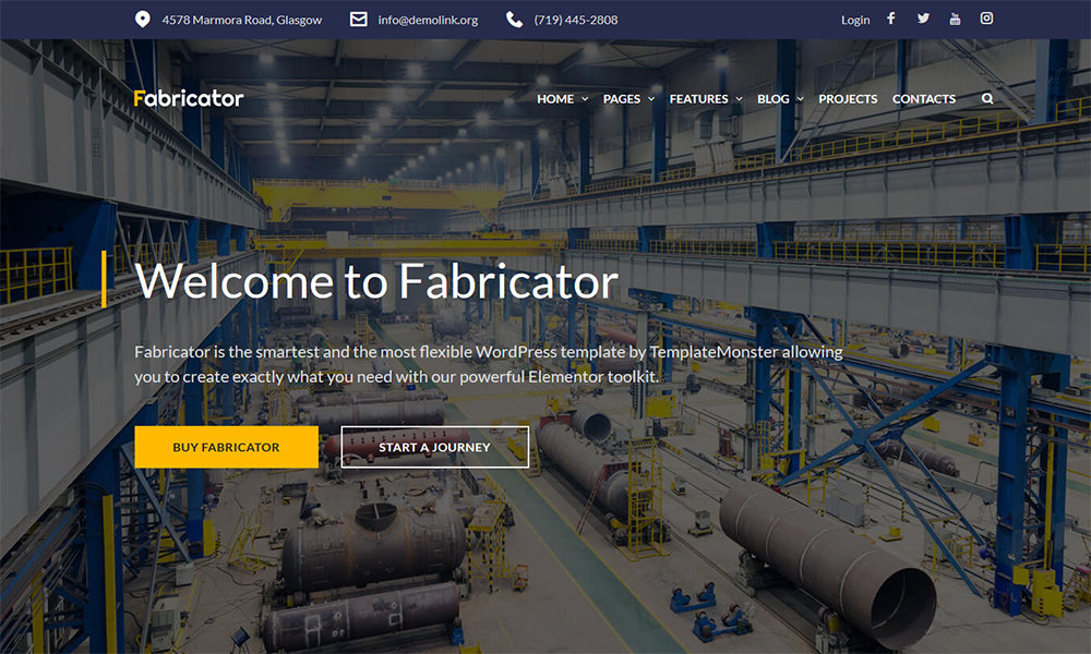 Fabricante - Elemento de empresa industrial ou tema WordPress