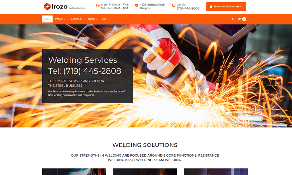 Irozo - Tema WordPress de Serviços de Soldagem