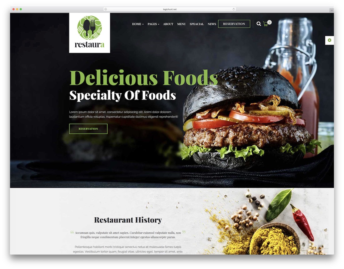 modelo de site de catering html de restaurante