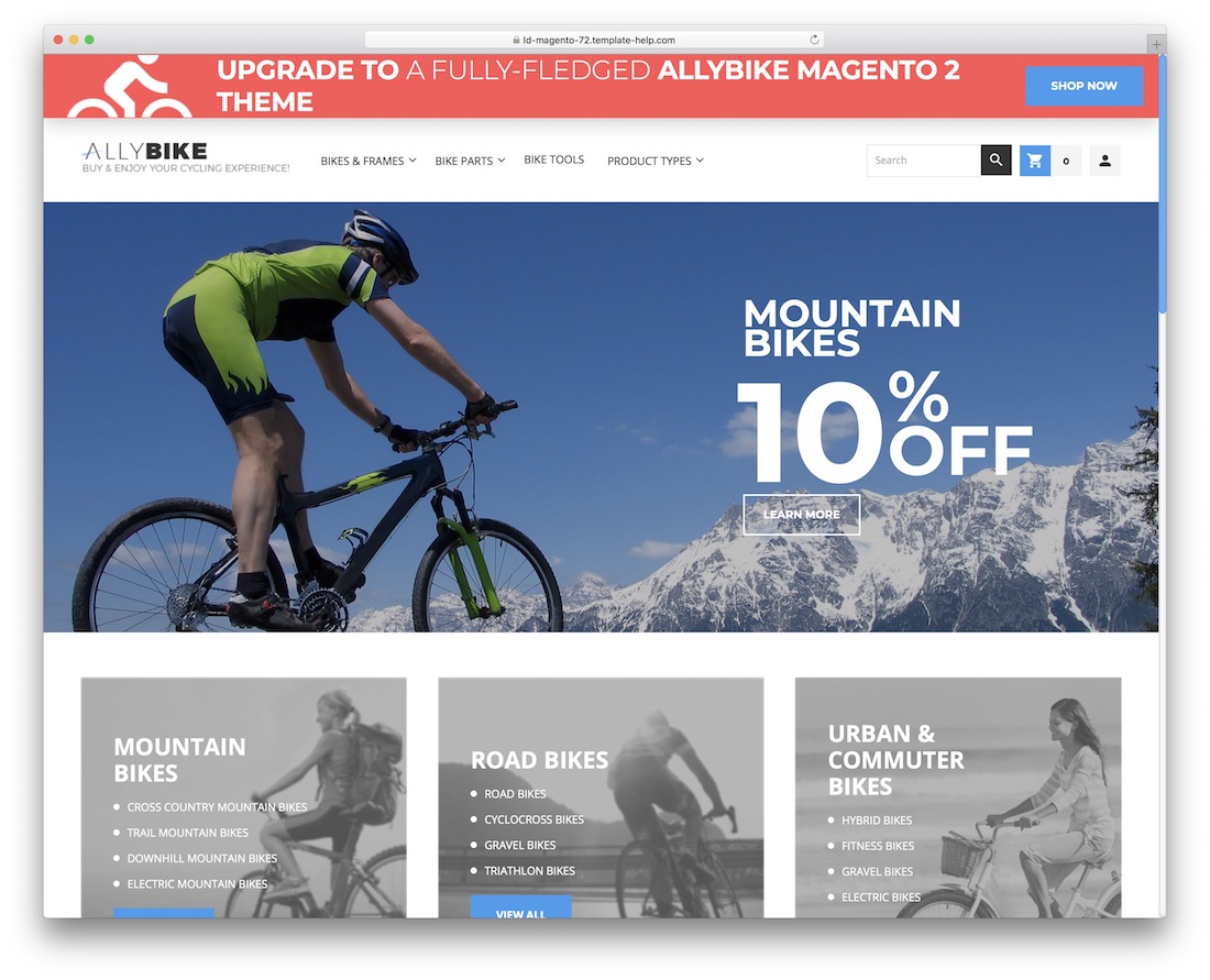 modèle de vélo magento gratuit allybike