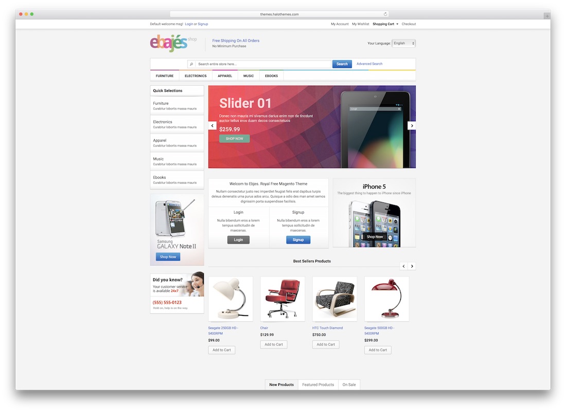 modèle ebajes magento