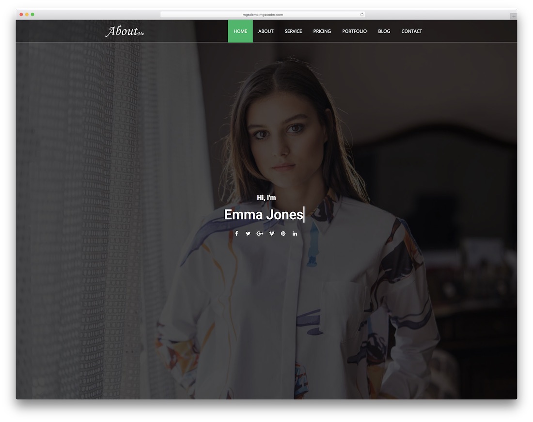 aboutme bootstrap modelo de site pessoal