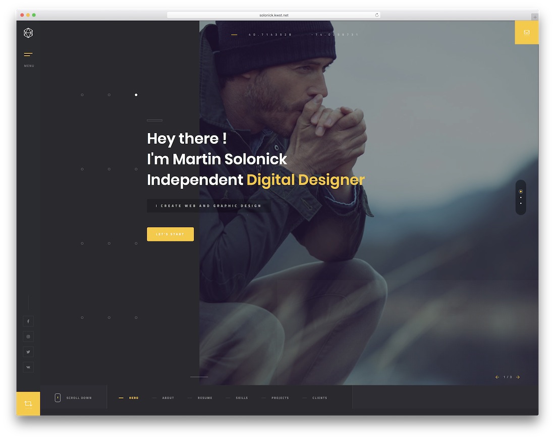 modelo de site pessoal solonick bootstrap