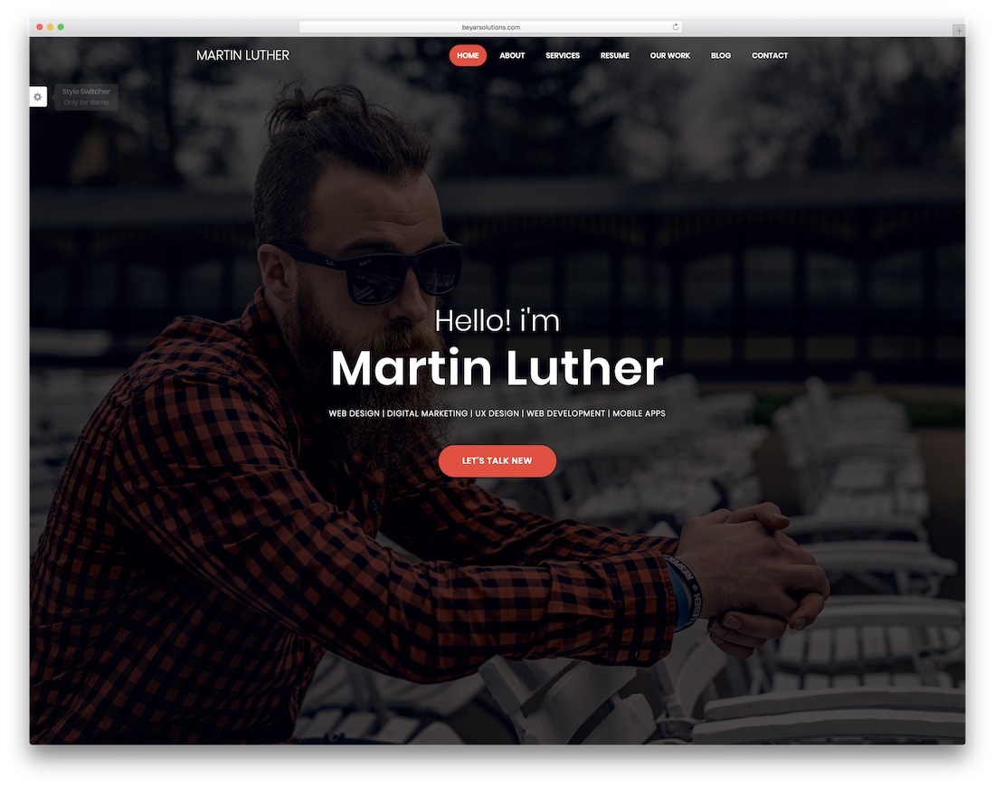 modelo de site pessoal de bootstrap de martin luther