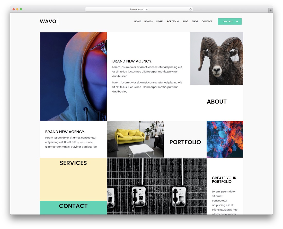 modelo de site de portfólio wavo
