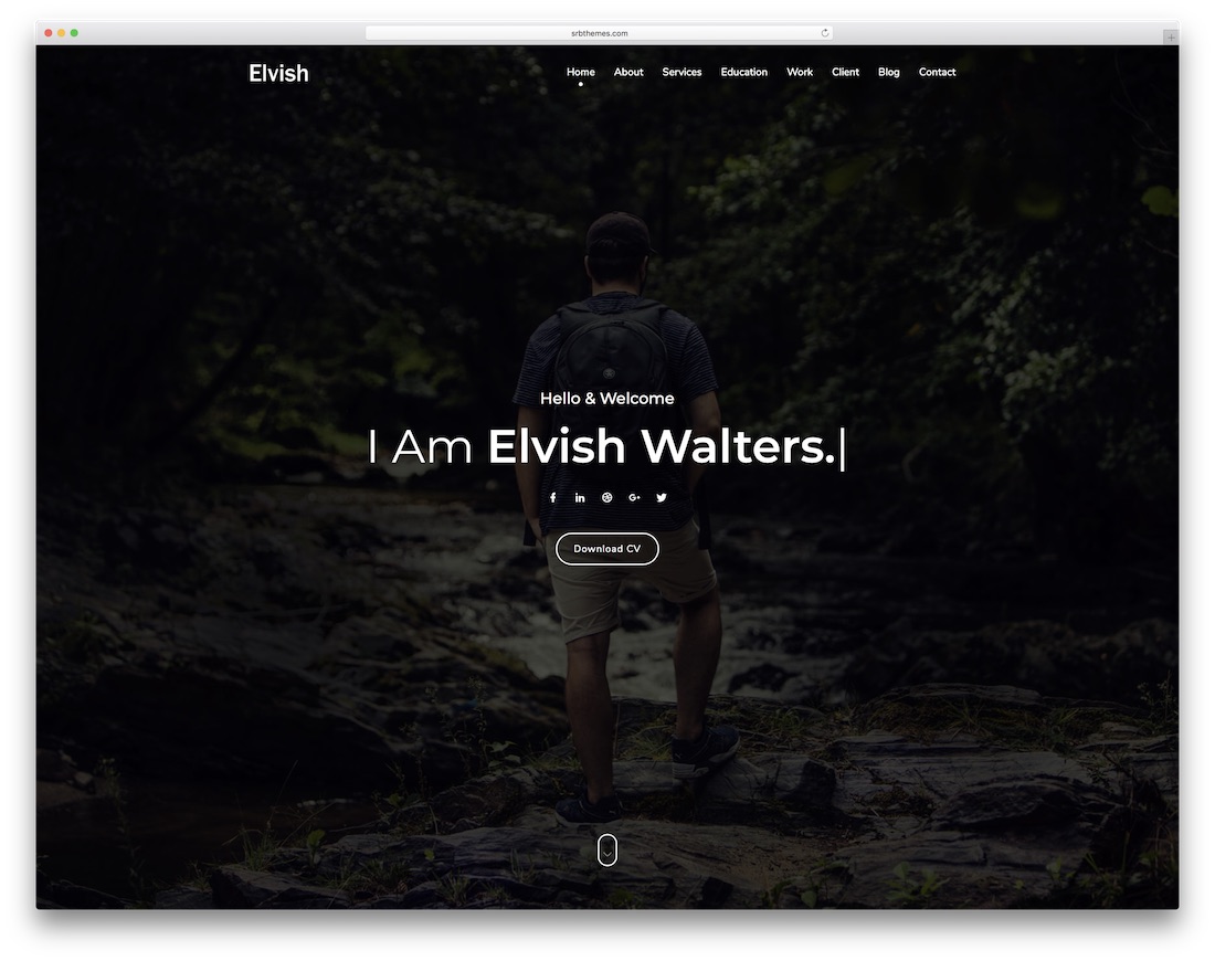 modelo de site pessoal élfico bootstrap
