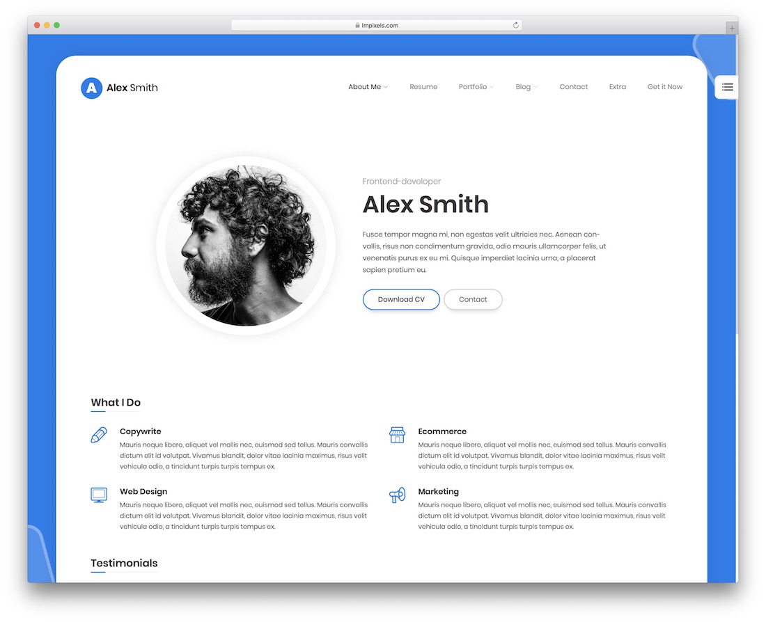 modelo de site pessoal leven