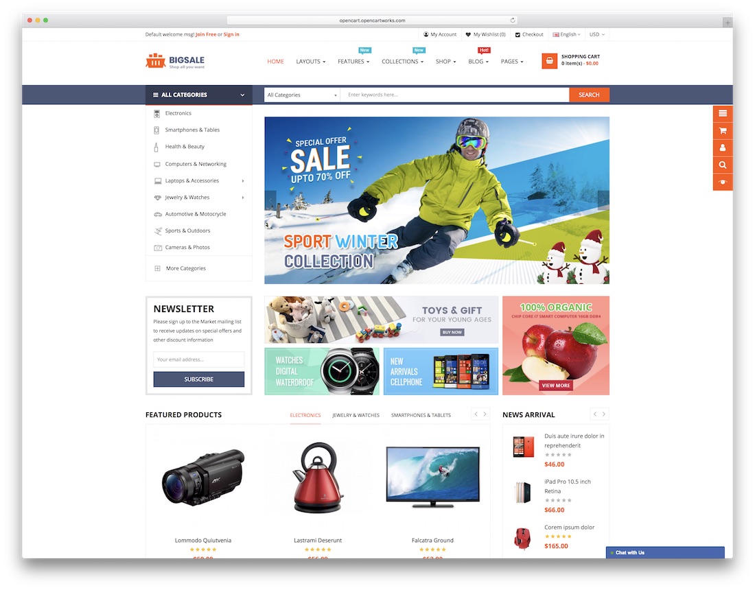 thème opencart de grande vente