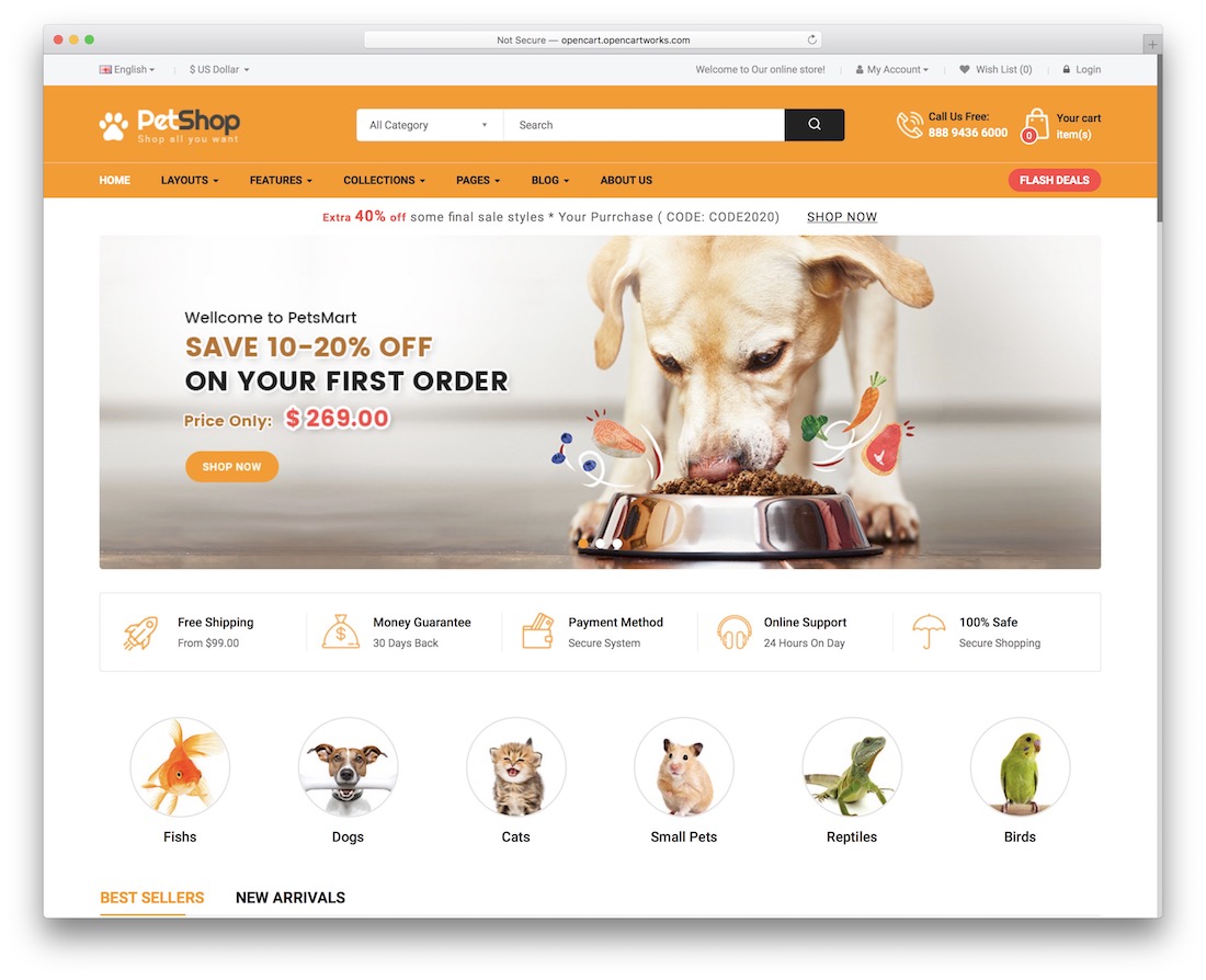 thème opencart de l'animalerie