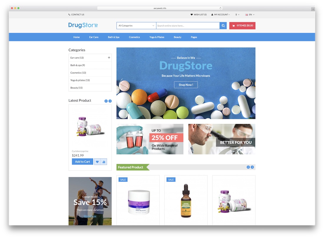 thème opencart de pharmacie
