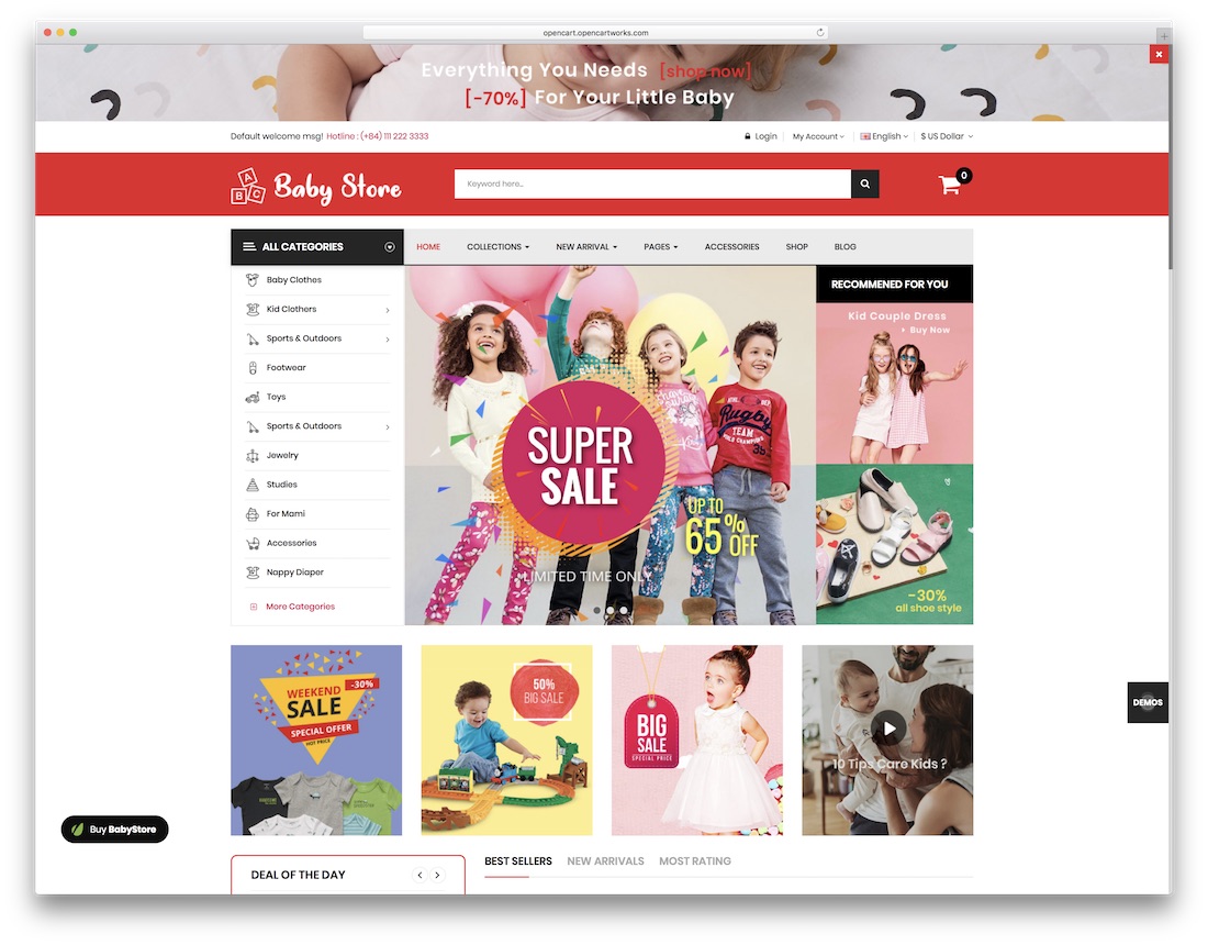 thème opencart babystore