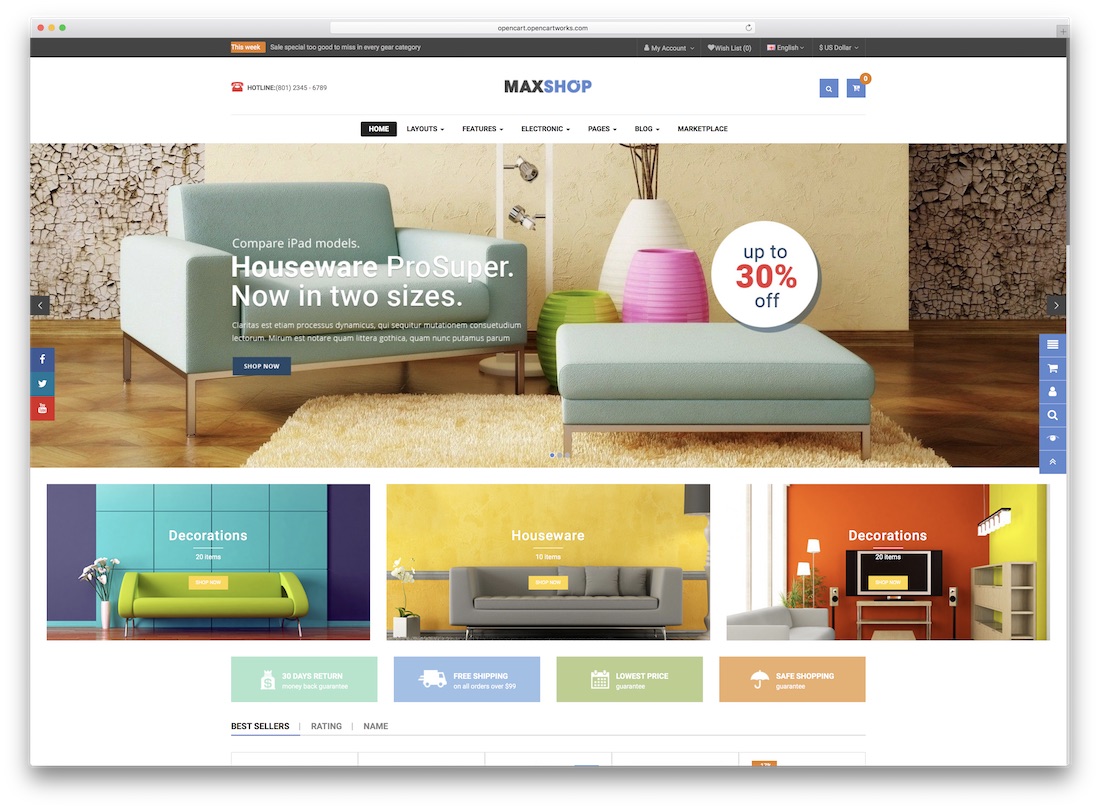 thème opencart réactif maxshop