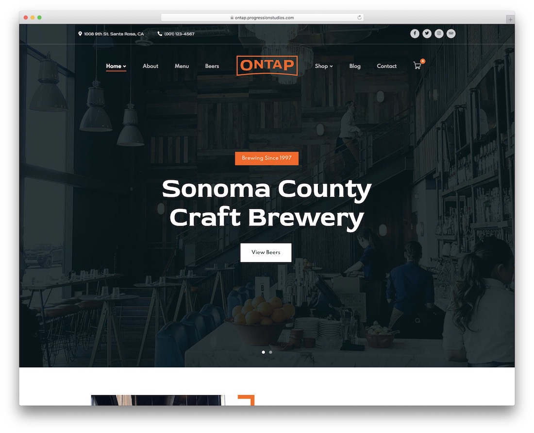 WordPress тема пивоварни ontap