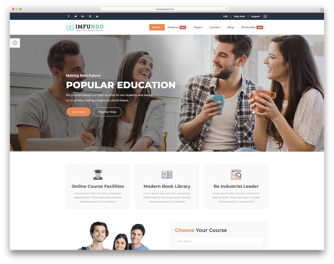 imfundo șablon bootstrap simplu