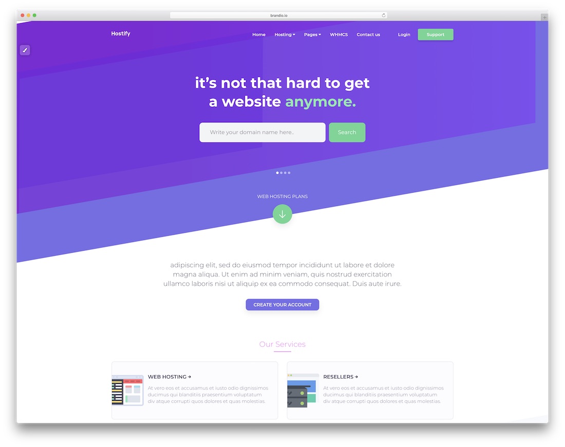 hostify șablon bootstrap simplu