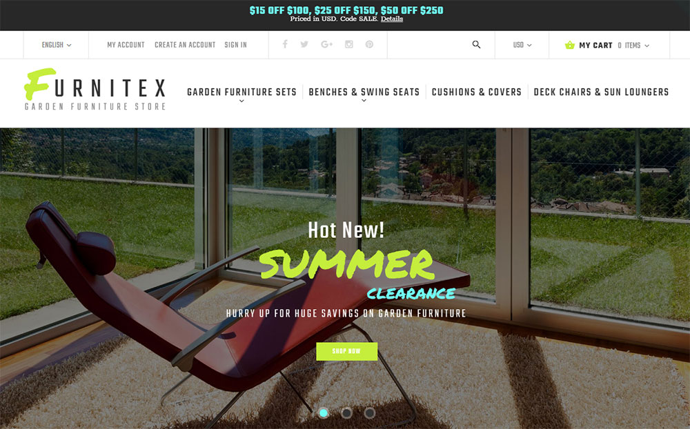 Meble ogrodowe Szablon Magento